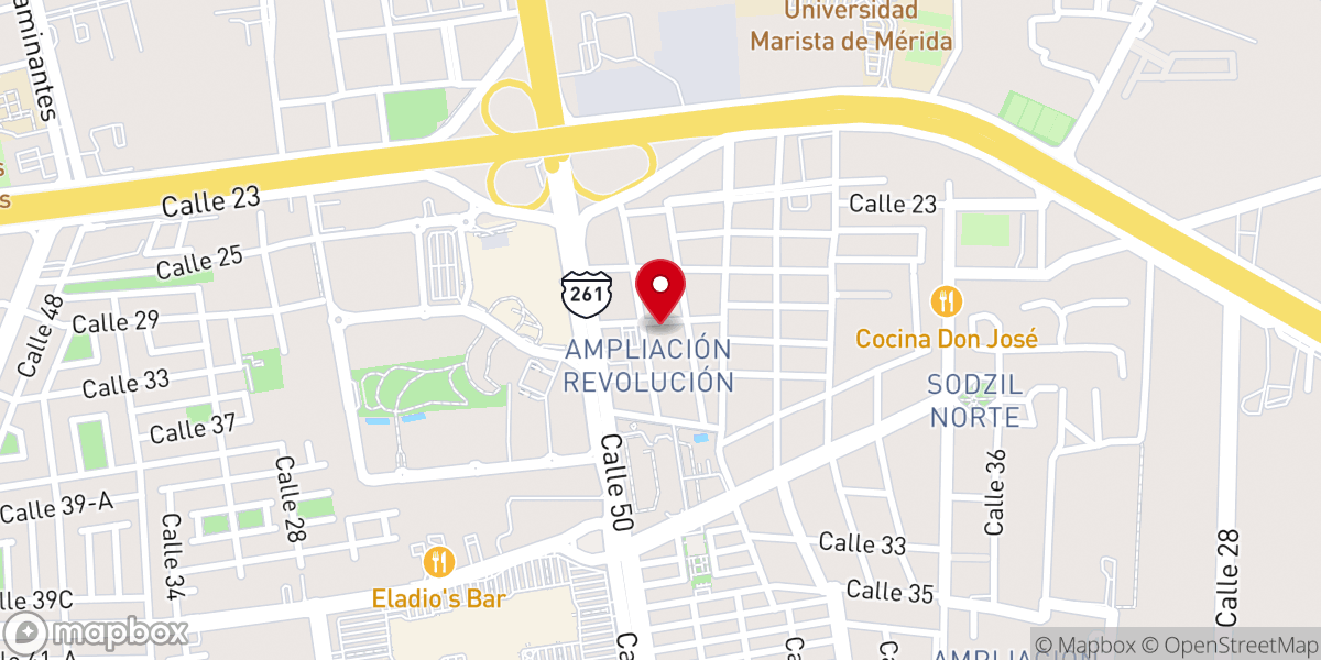 Map showing location of Origen la iglesia Mérida