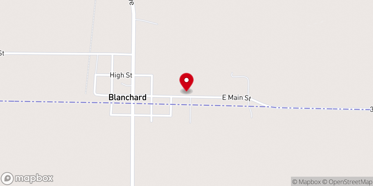 Map showing location of Blanchard United Methodist Church