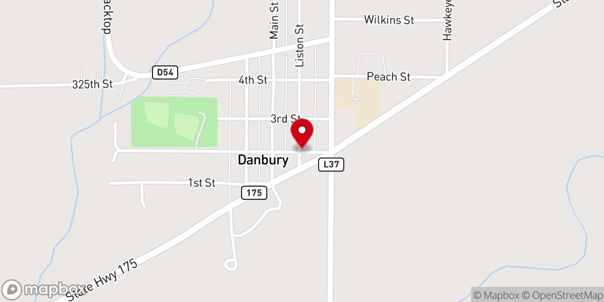 Map showing location of Danbury Methodist Church