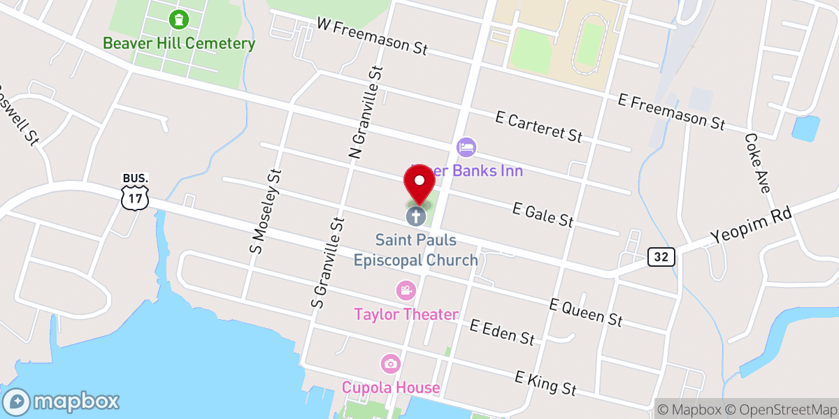 Map showing location of St. Paul's Episcopal Church