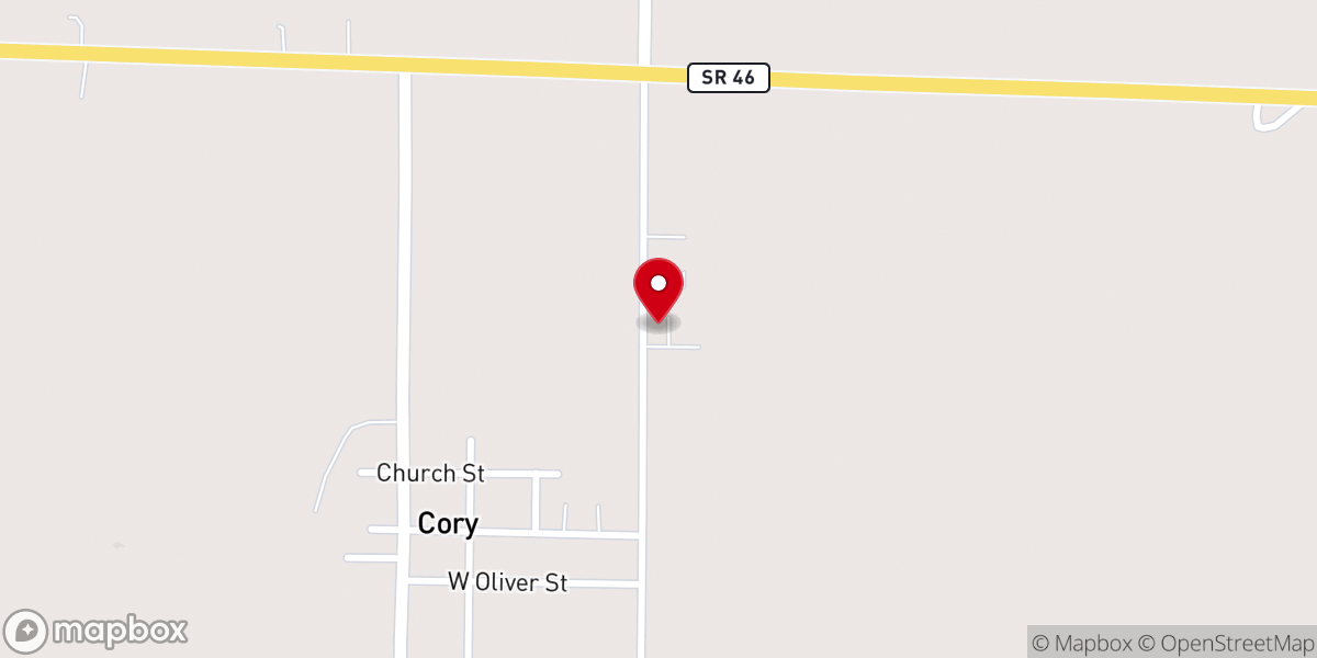 Map showing location of Cory Church of the Nazarene
