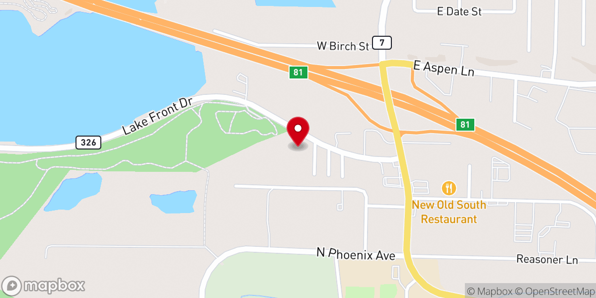 Map showing location of Russellville Christian Center