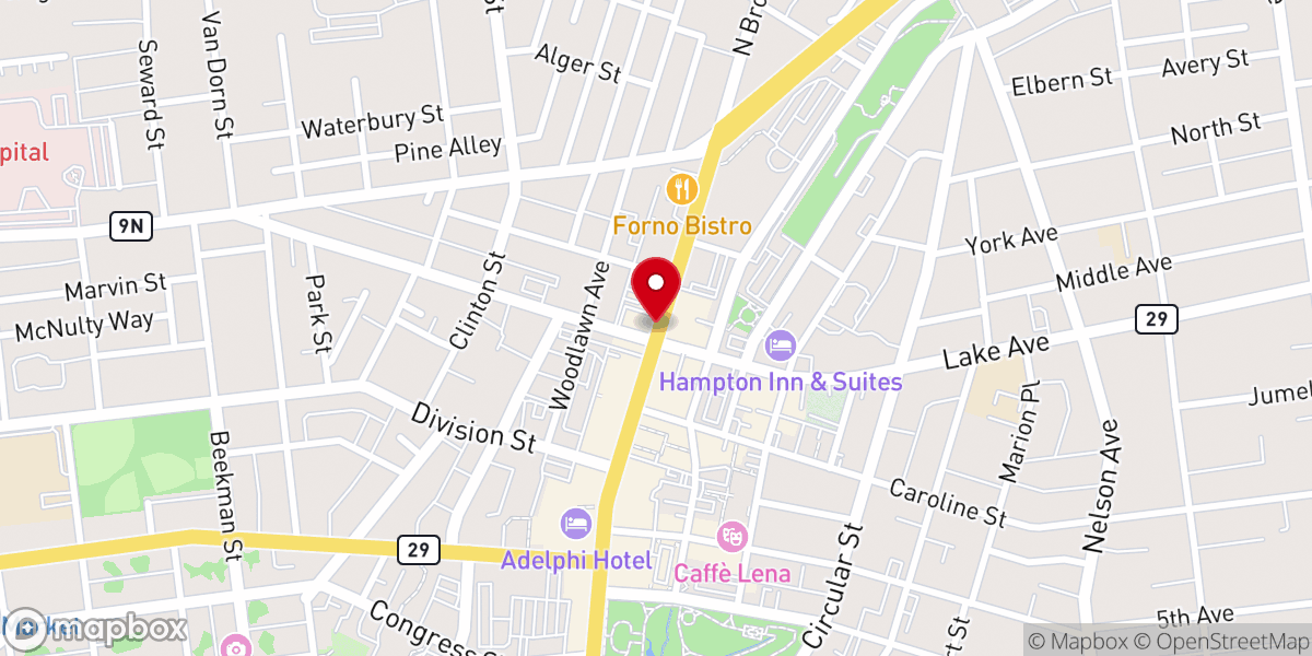 Map showing location of Broadway & Church St