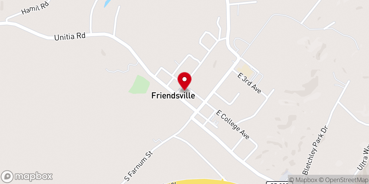 Map showing location of City of Friendsville