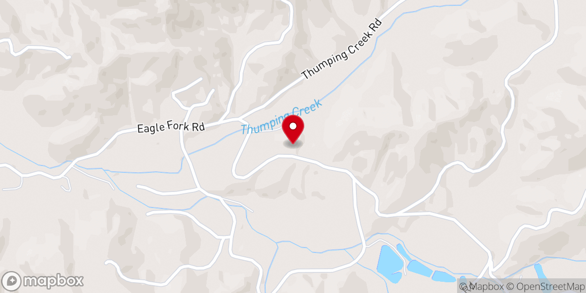 Map showing location of Eagle Fork Church