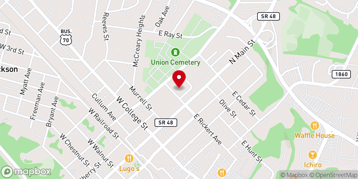 Map showing location of Mt Sinai Baptist Church