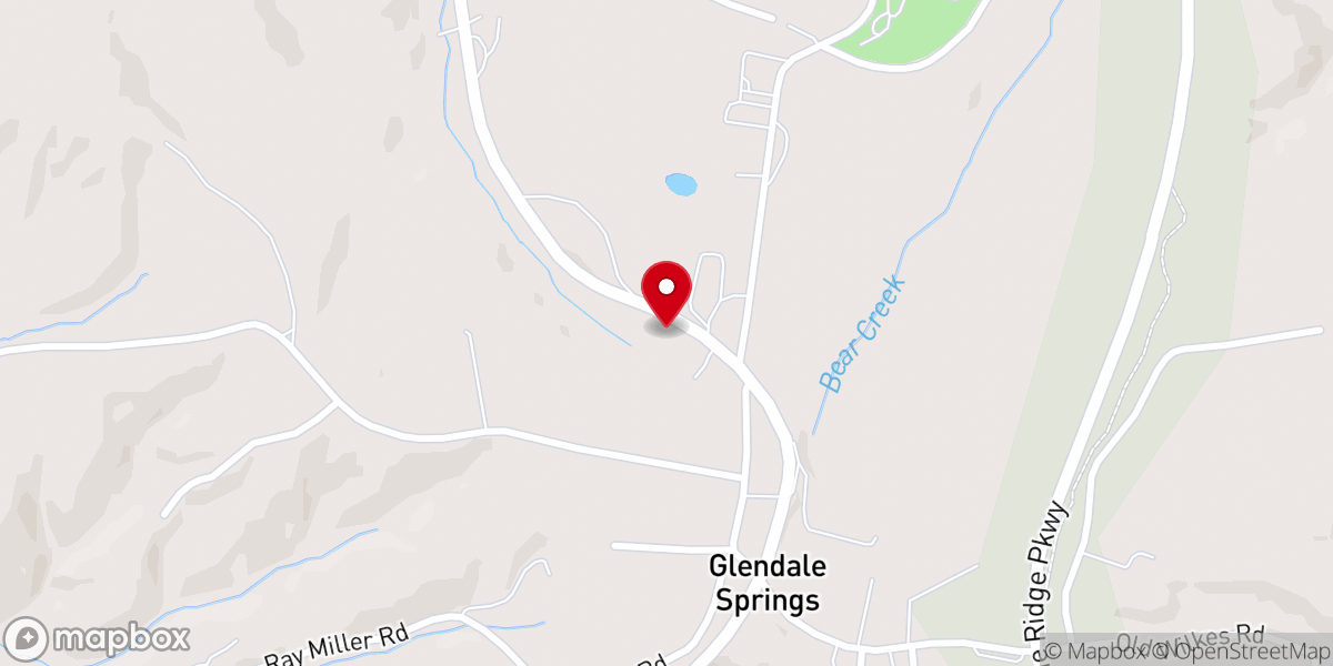 Map showing location of Blue Ridge Worship Center