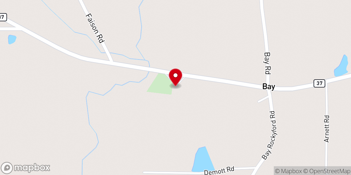 Map showing location of Bridge Creek Primitive Baptist Church
