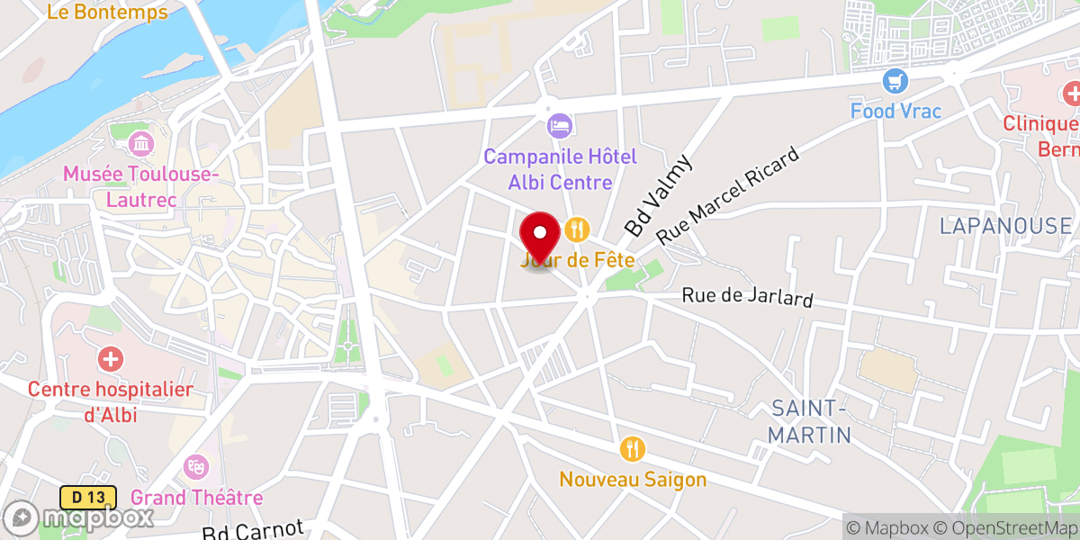 Map showing location of Temple protestant de l'Eglise Unie Albi