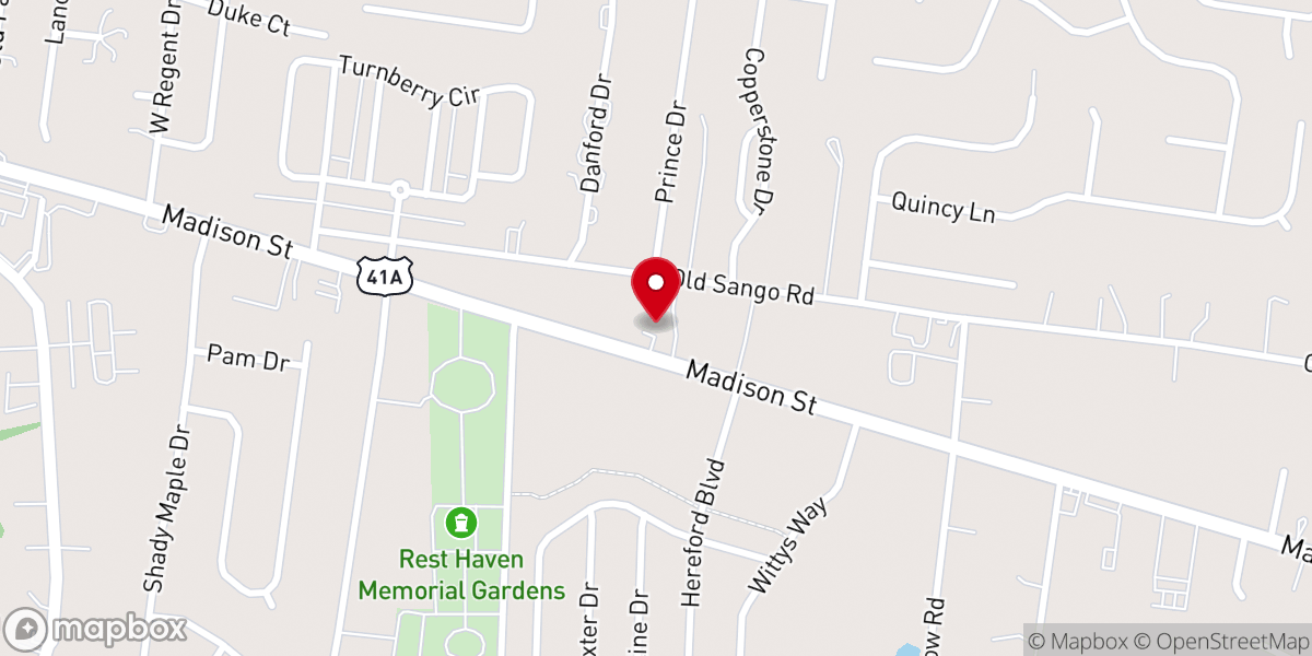 Map showing location of Unitarian Universalist Fellowship of Clarksville