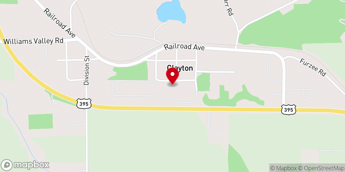 Map showing location of Clayton Community Church