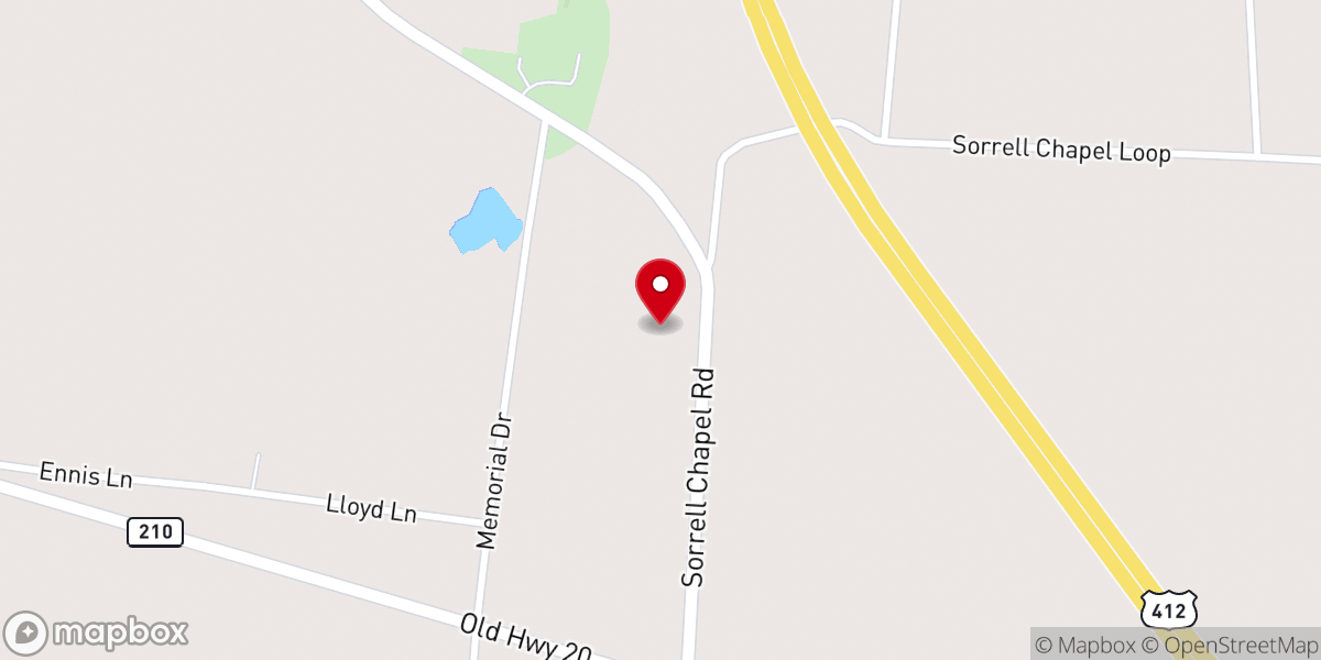 Map showing location of Sorrell Chapel United Methodist Church