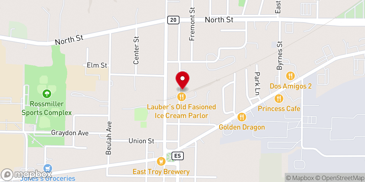 Map showing location of East Troy Electric Railroad