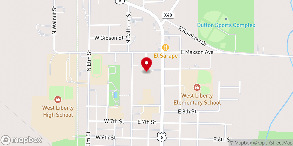 Map showing location of West Liberty Christian Fellowship