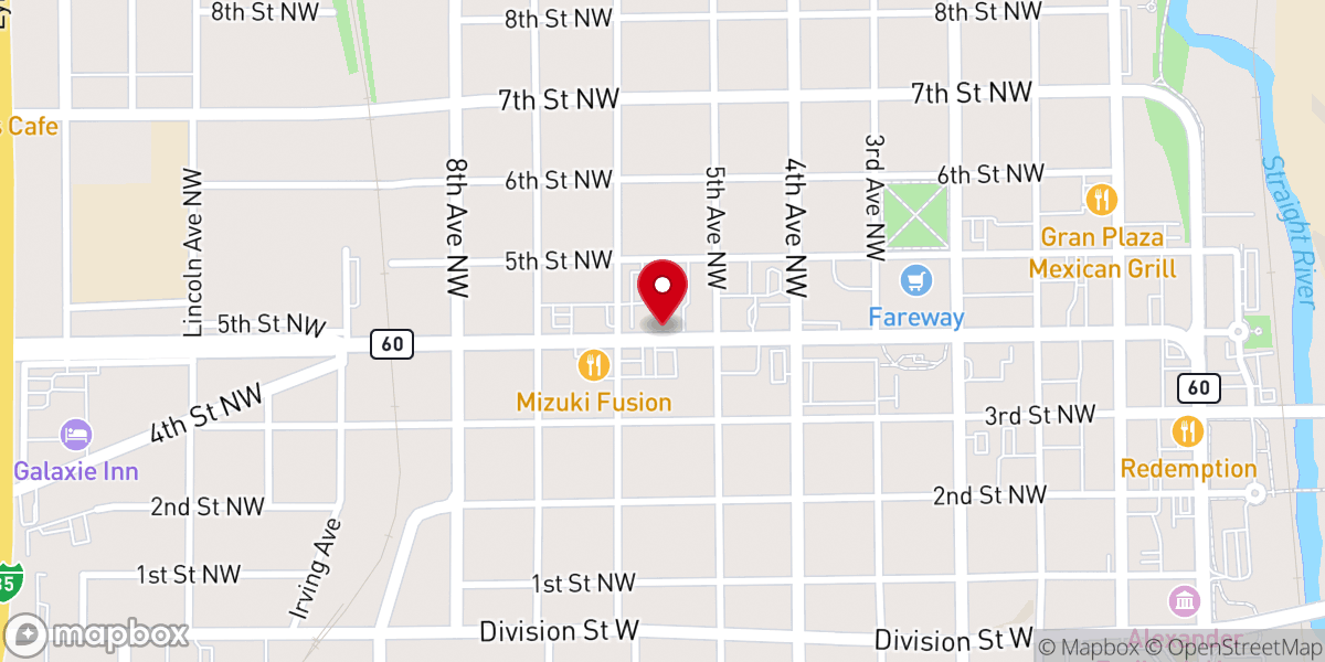 Map showing location of Faribault Lutheran School