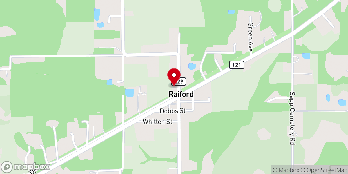 Map showing location of First Baptist Church of Raiford