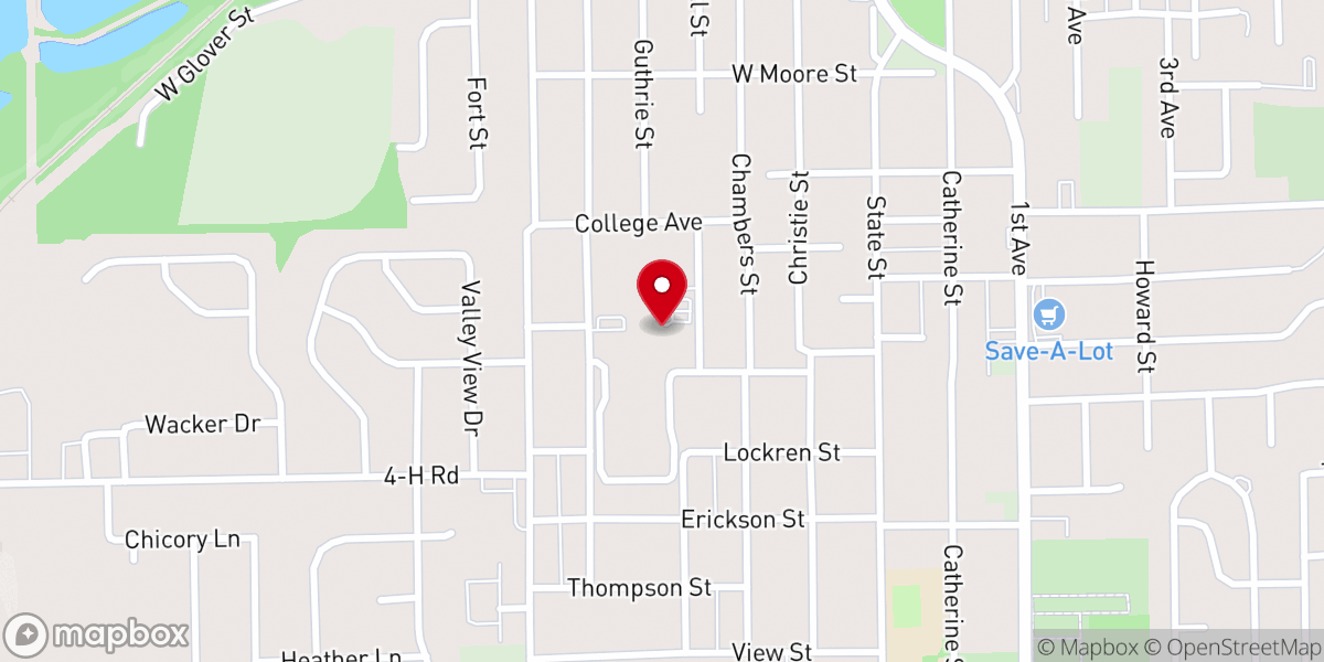Map showing location of Pleasant View Lutheran Church