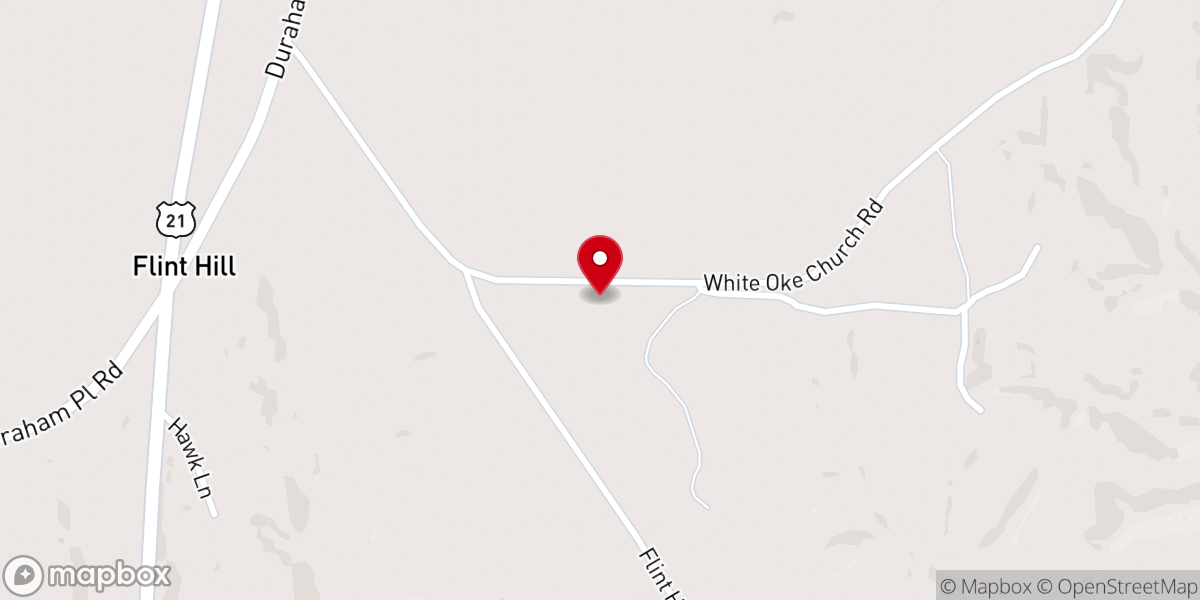 Map showing location of White Oak Baptist Church