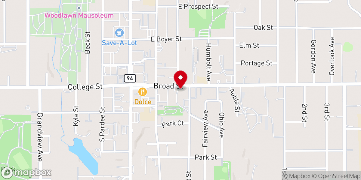 Map showing location of United Methodist Church