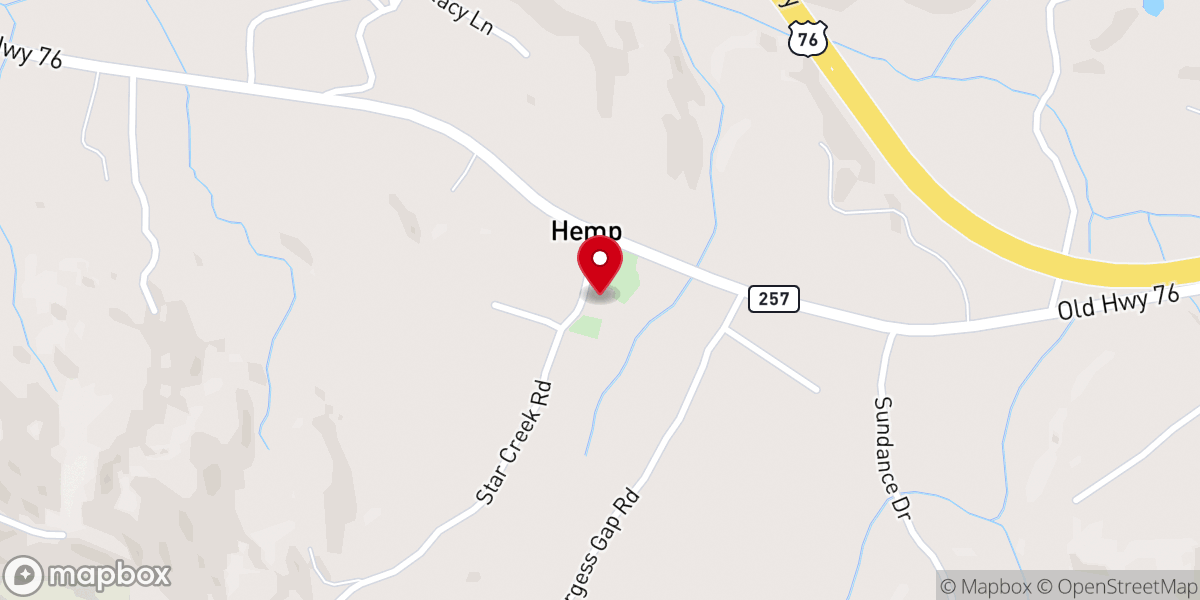 Map showing location of Hemptown Baptist Church
