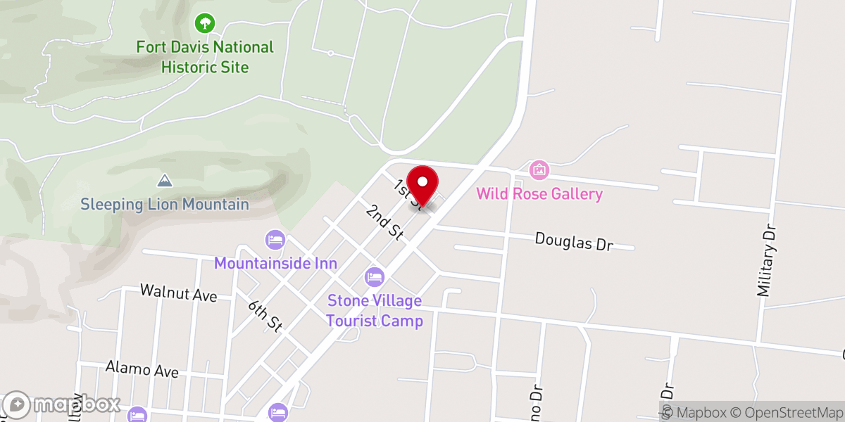 Map showing location of Fort Davis Church of Christ