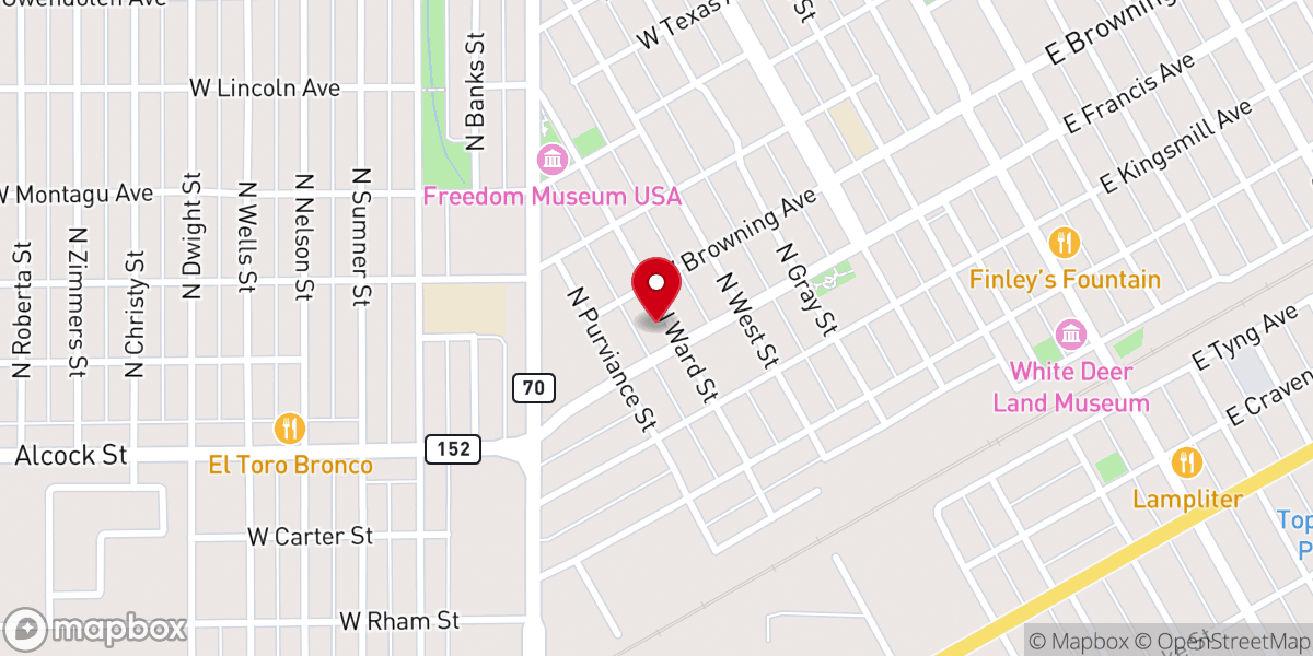 Map showing location of Body of Christ at Pampa