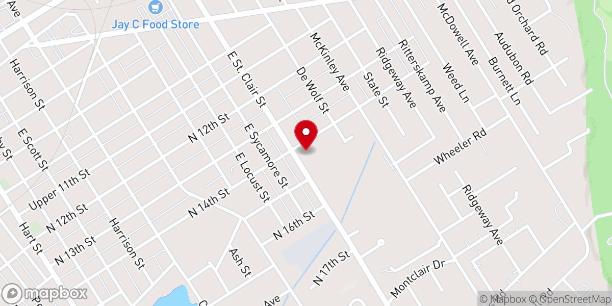 Map showing location of Vincennes First Church of God