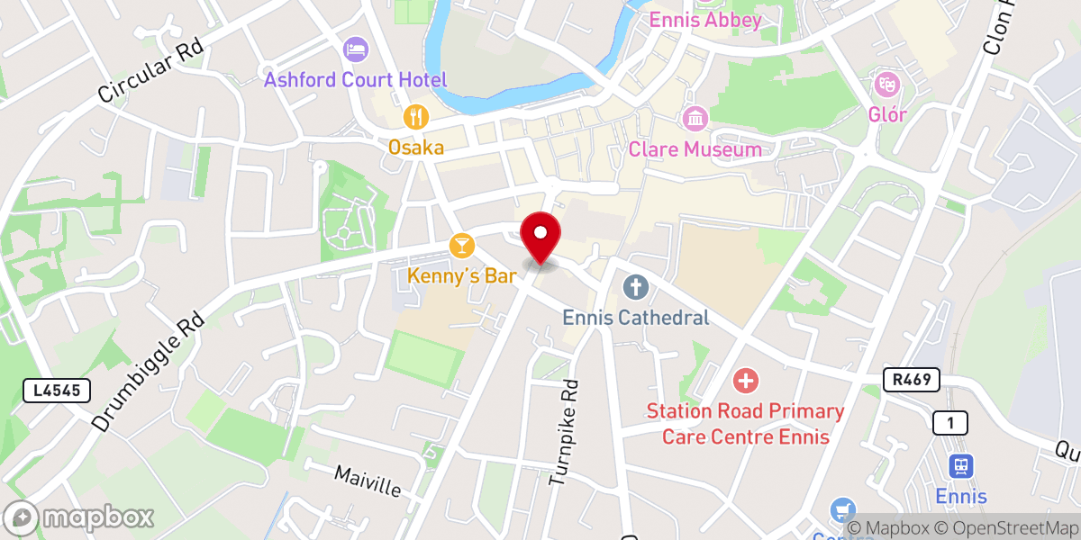Map showing location of Henry's Bistro & Wine Bar