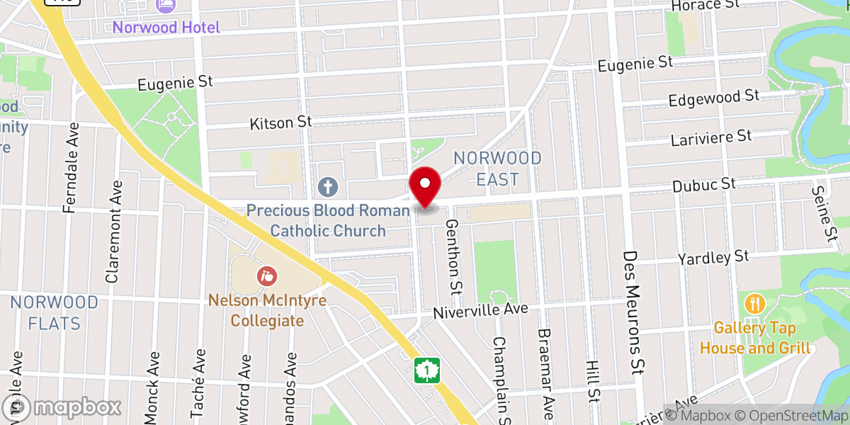 Map showing location of Holy Cross Catholic Church