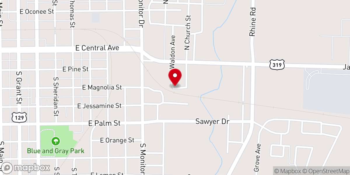 Map showing location of New Providence Baptist Church