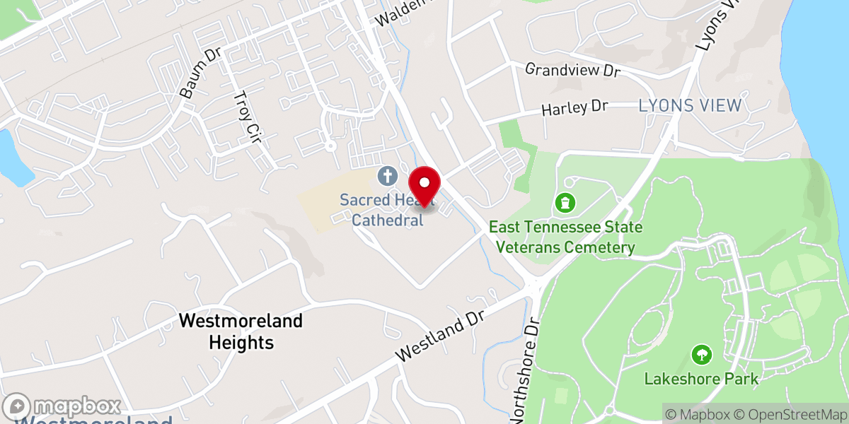 Map showing location of Diocese of Knoxville Catholic Schools