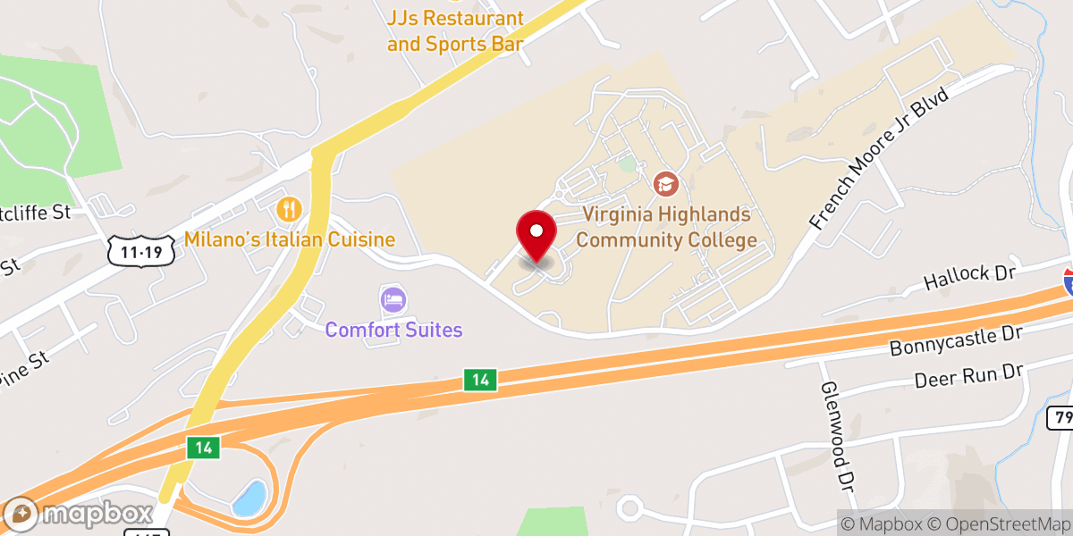 Map showing location of Southwest Virginia Cultural Center & Marketplace