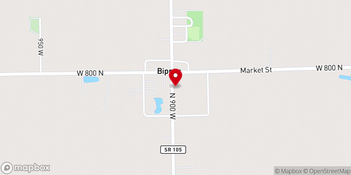 Map showing location of Bippus Calvary UB