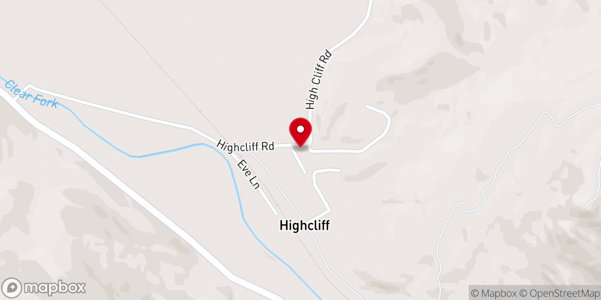Map showing location of High Cliff Missionary Baptist Church