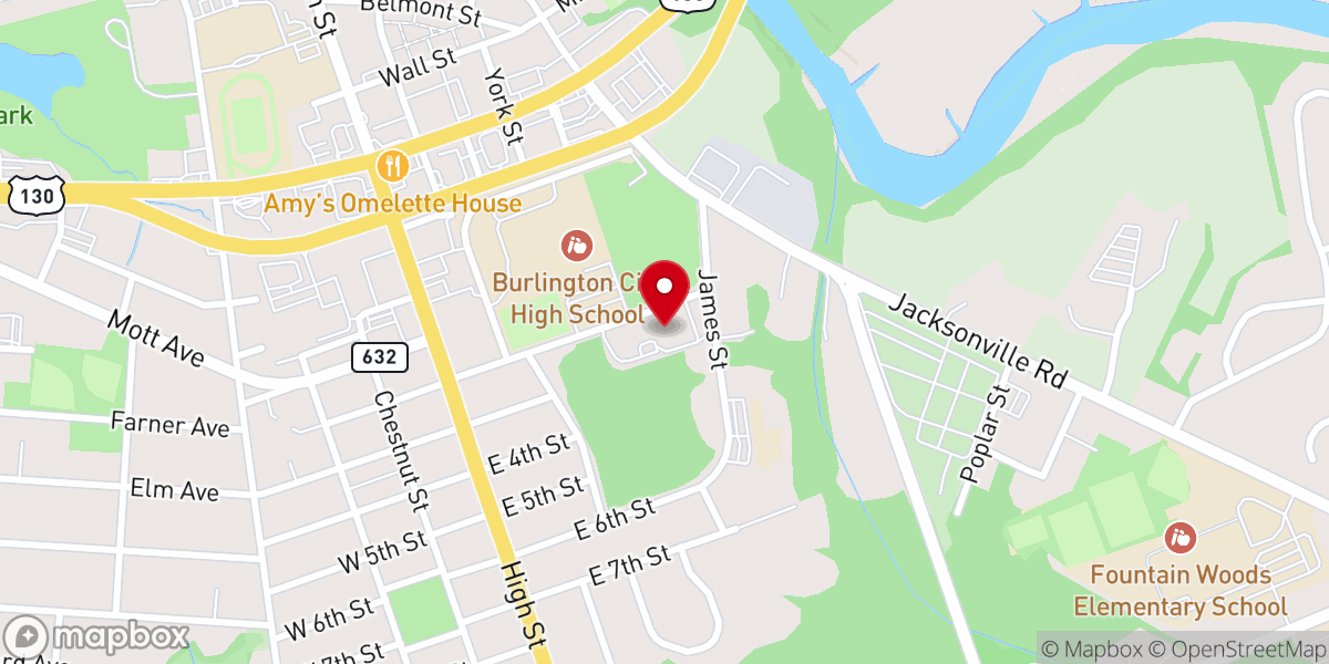 Map showing location of Tabernacle Baptist Church