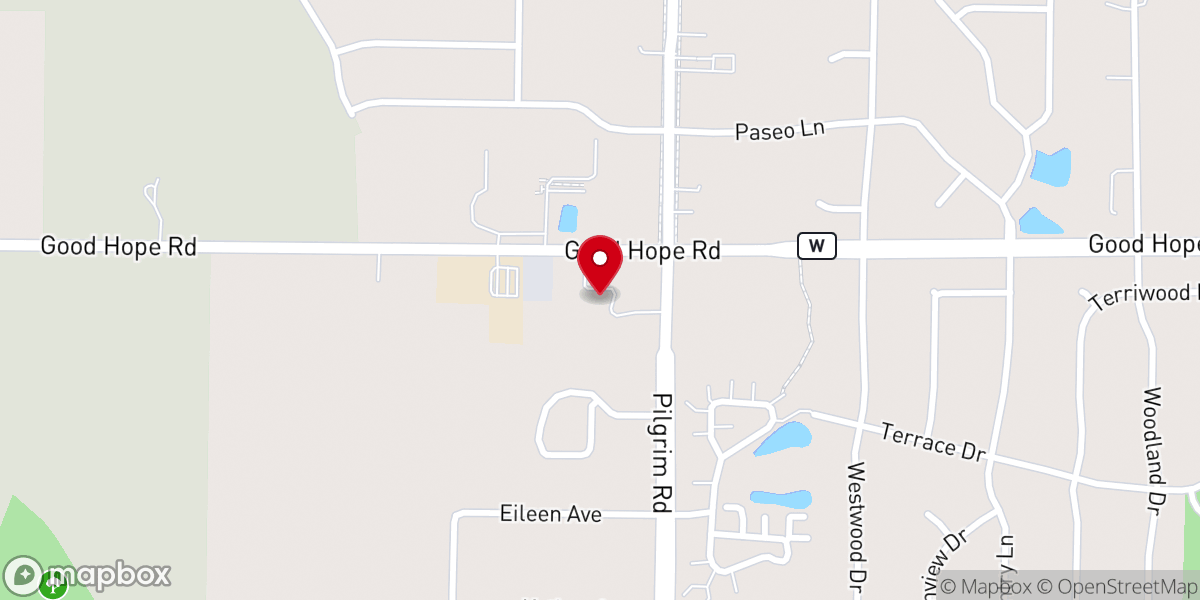 Map showing location of Prince of Peace Lutheran Church