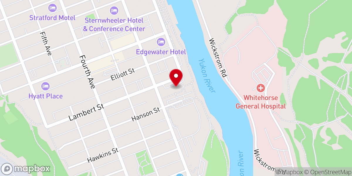 Map showing location of Yukon Visitor Information Centre