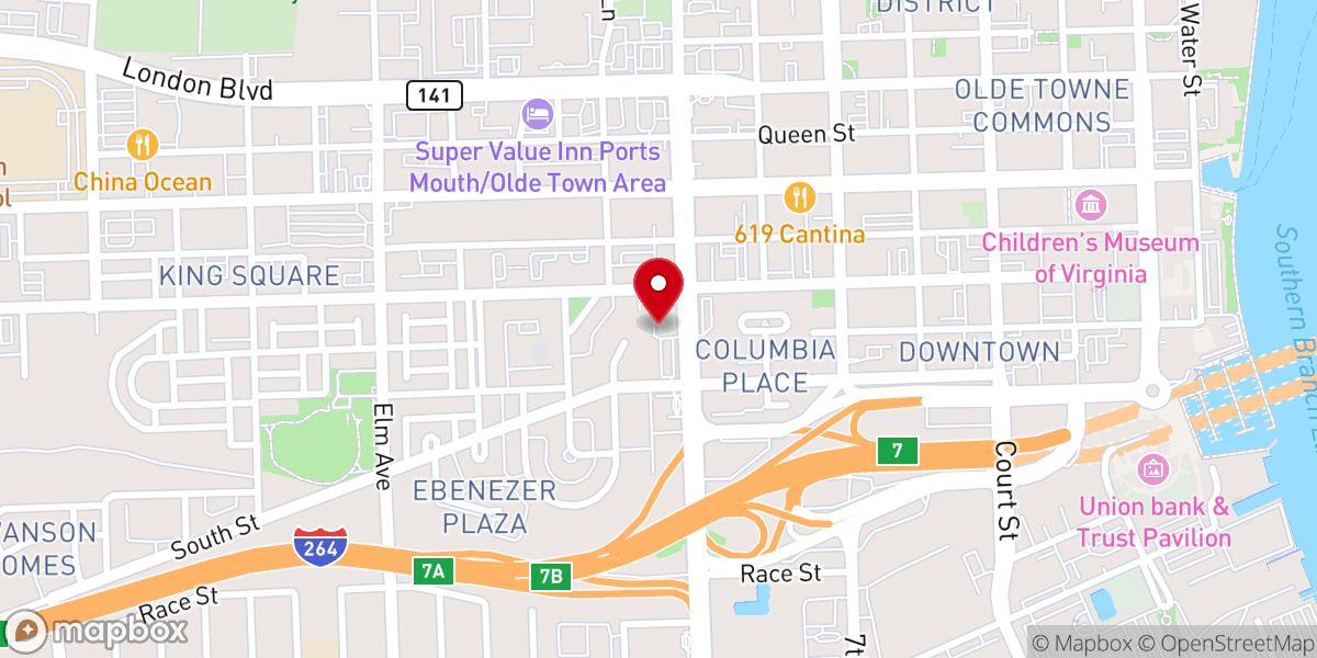 Map showing location of Ebenezer Baptist Church