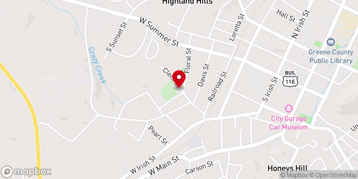 Map showing location of Jones Memorial African Methodist Episcopal Zion Church