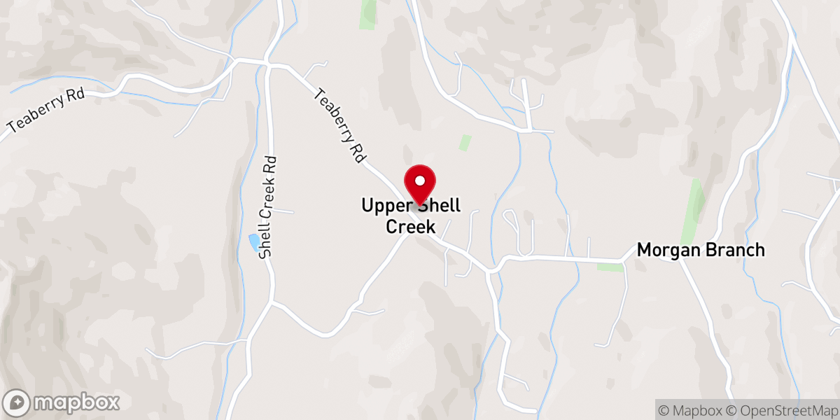 Map showing location of Upper Shell Creek Christian Church
