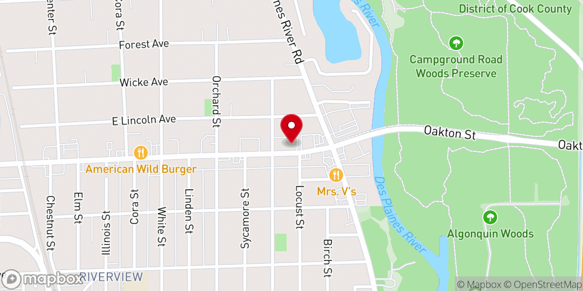 Map showing location of Knanaya Catholic Society of Chicago