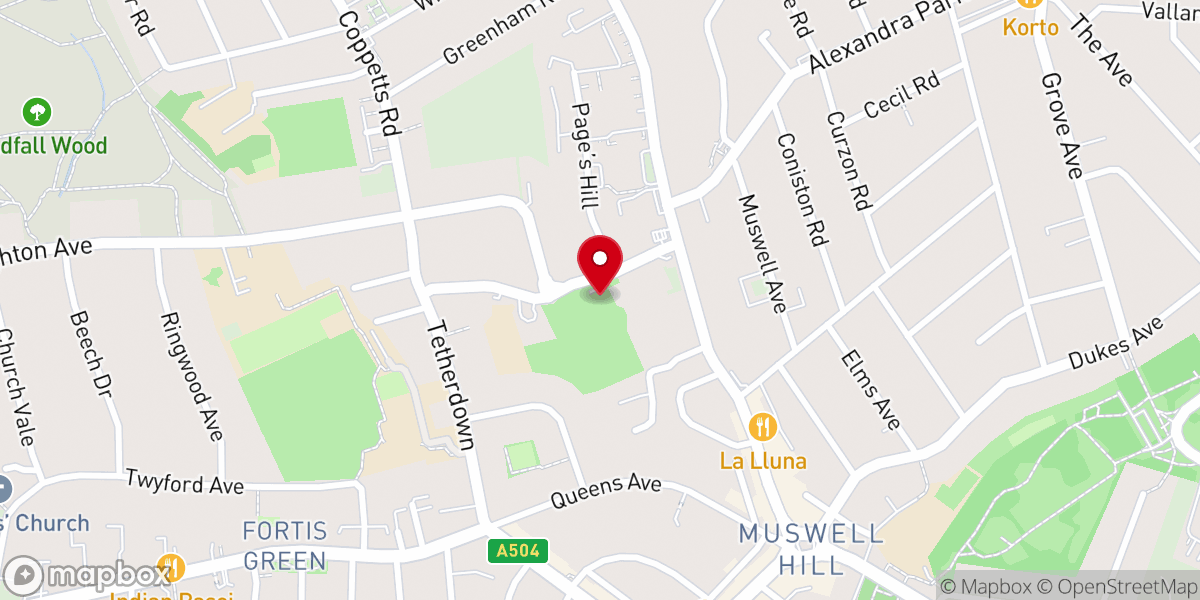 Map showing location of Muswell Hill Methodist Church