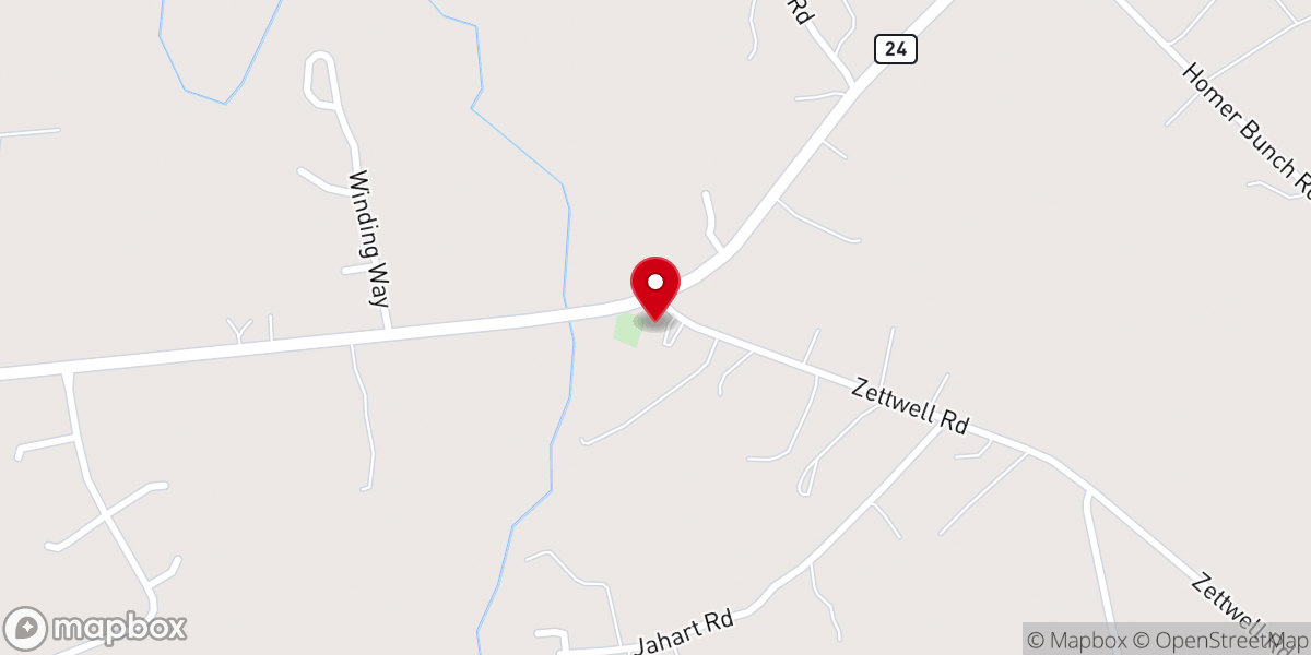 Map showing location of Elmer Baptist Church
