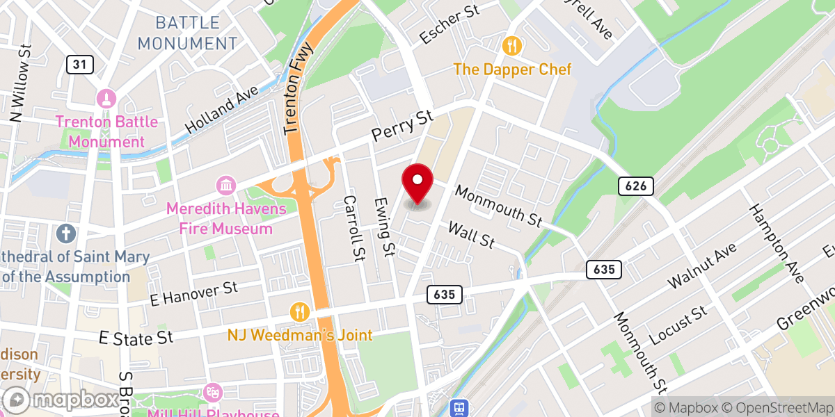 Map showing location of Asambleas De Dios Trenton