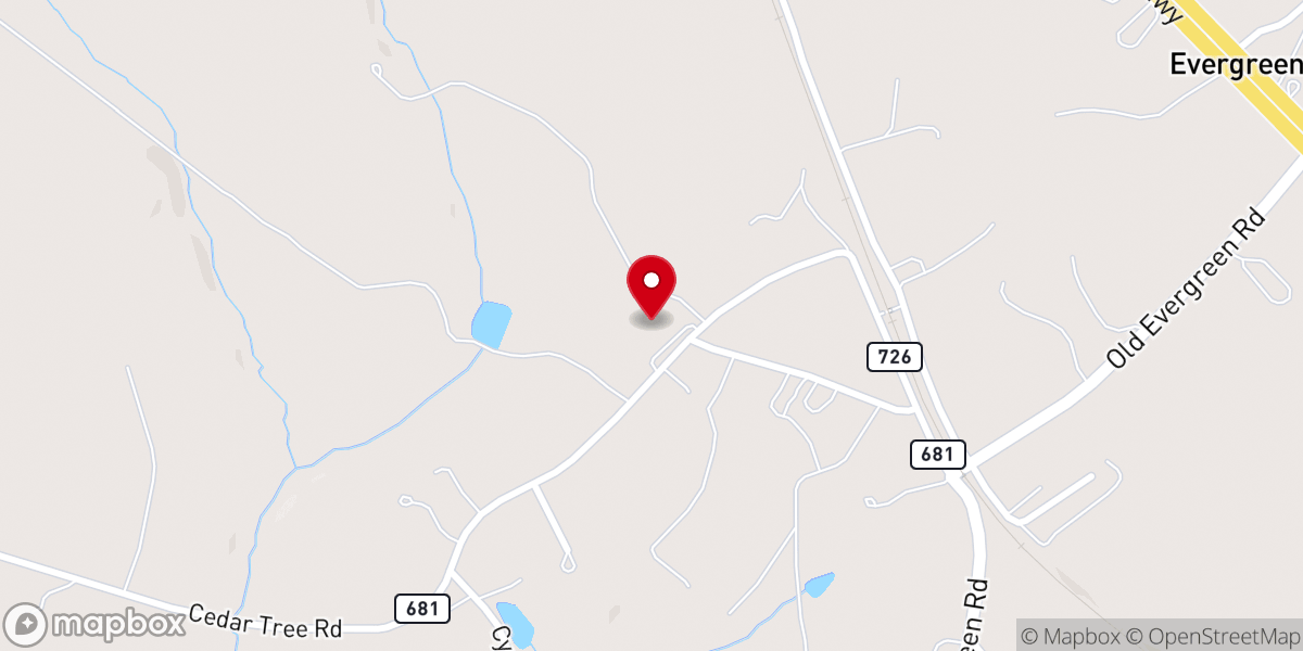 Map showing location of Evergreen Baptist Church