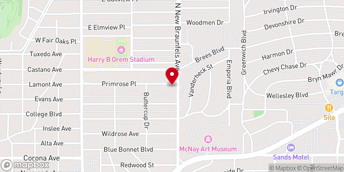 Map showing location of Alamo Heights Christian Church