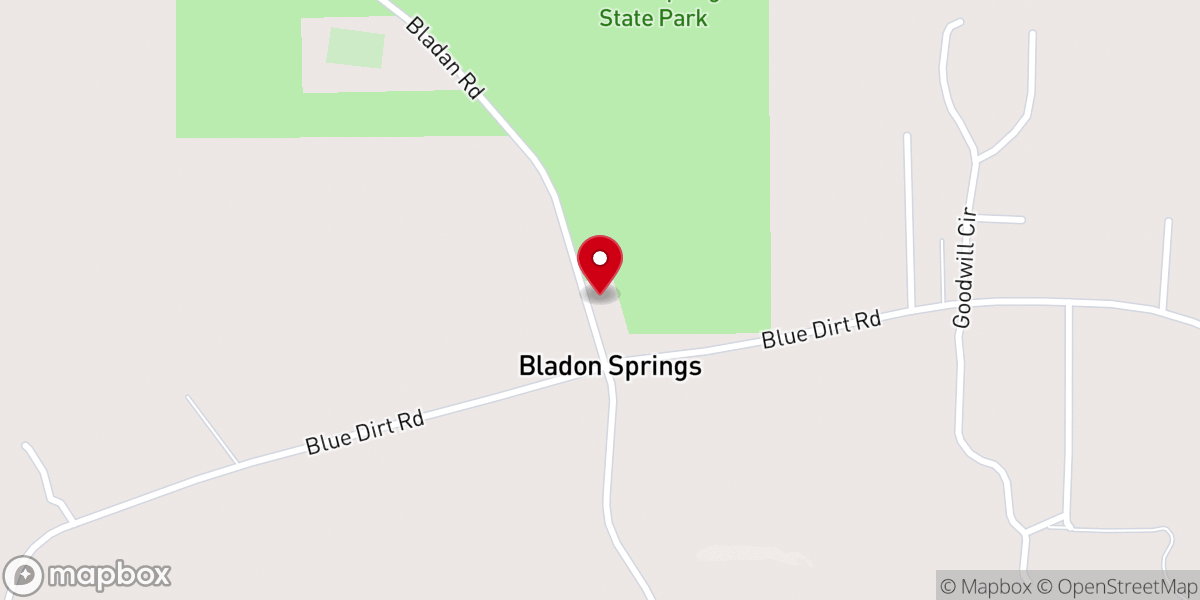Map showing location of Bladon Springs Methodist Church