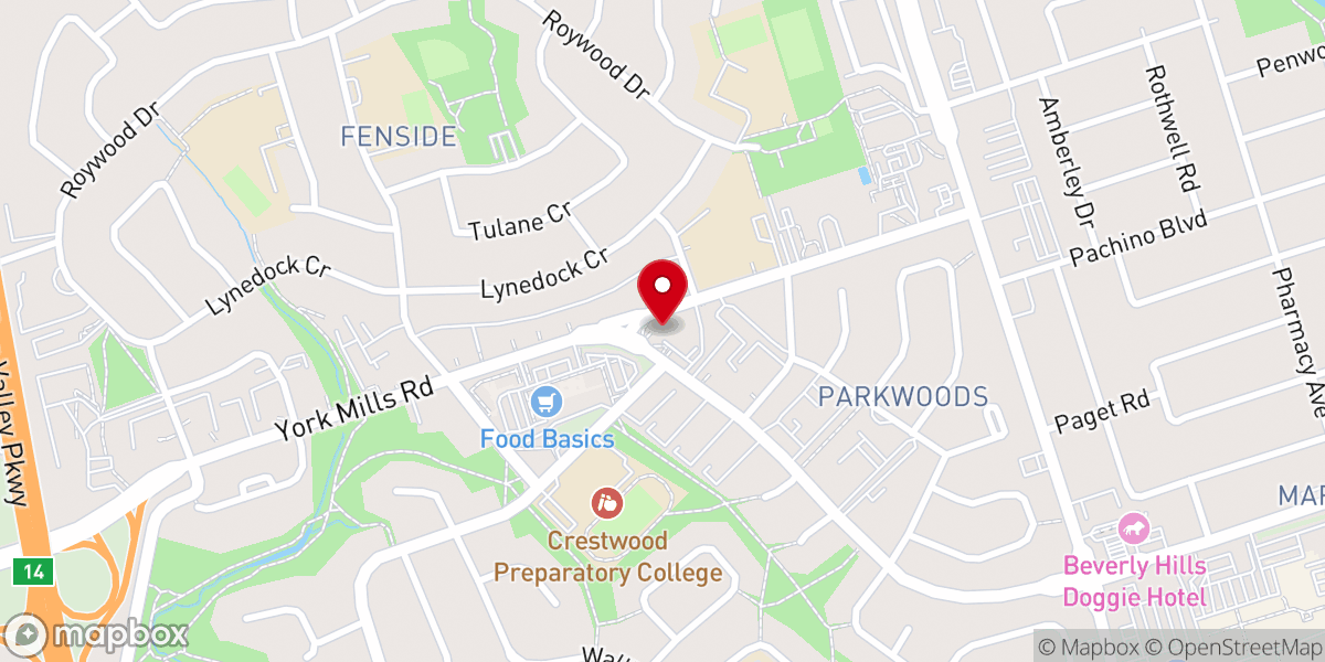 Map showing location of Parkwoods United Church