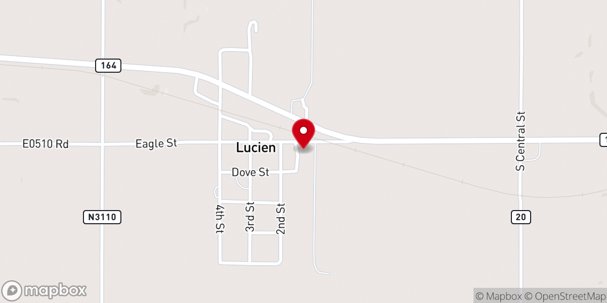 Map showing location of Lucien community building