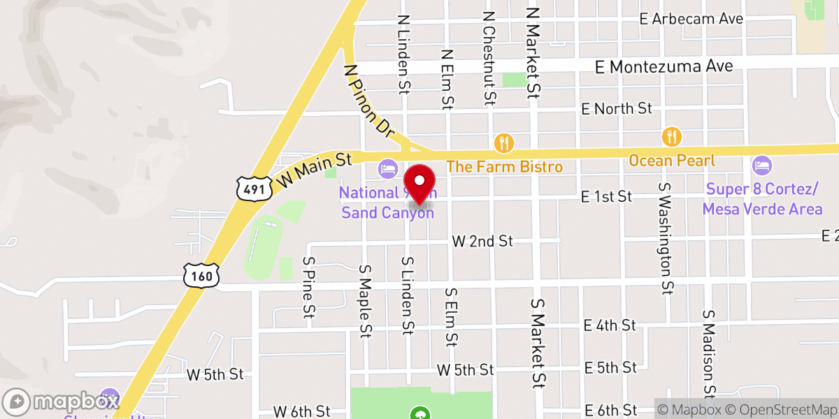 Map showing location of First Assembly of God Church